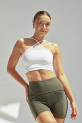 NEW AirRise Convertible V neck sports bra - White