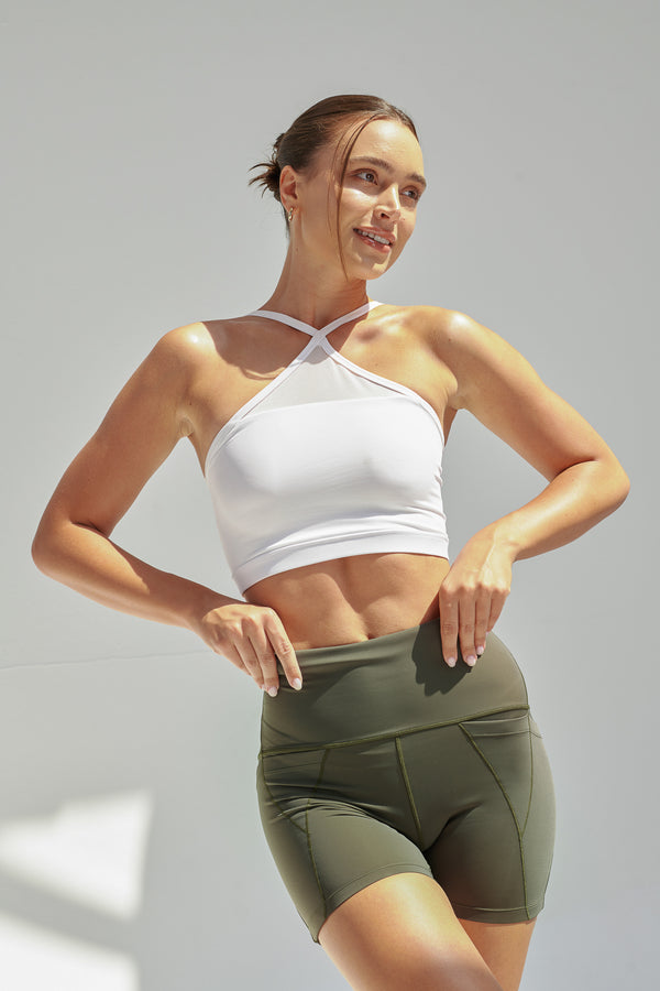 NEW AirRise Convertible V neck sports bra - White