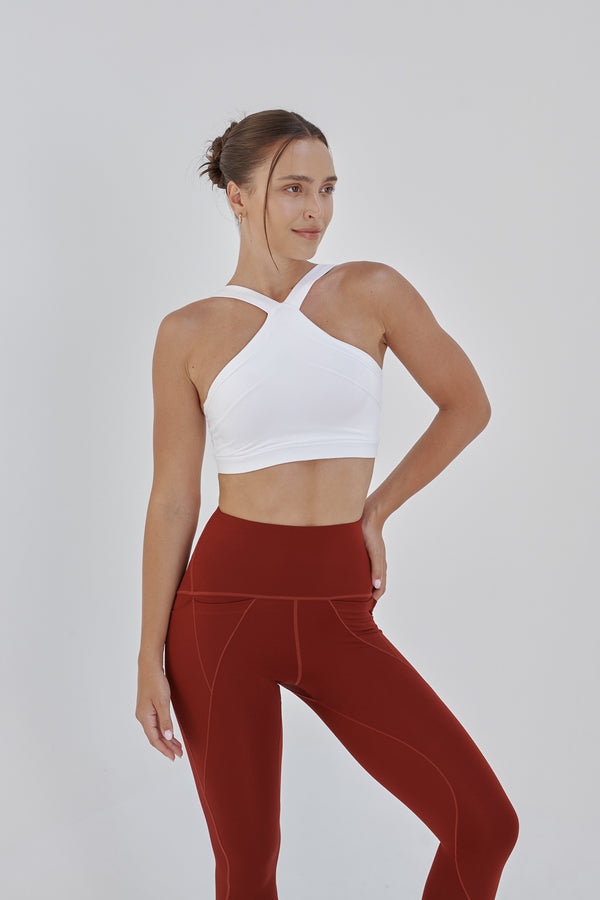 New AirRise Convertible V neck sports bra - White