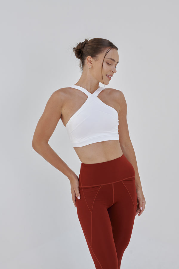 New AirRise Convertible V neck sports bra - White