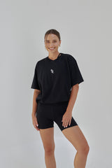 Unisex Oversized Cotton T-Shirt with "Rise Above It All" Logo -Black R2