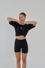 Unisex Oversized Cotton T-Shirt with "Rise Above It All" Logo -Black R2