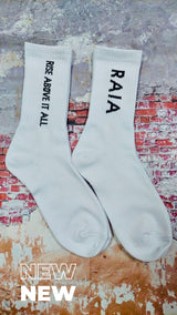 “Rise Above It All” Logo Socks- Black