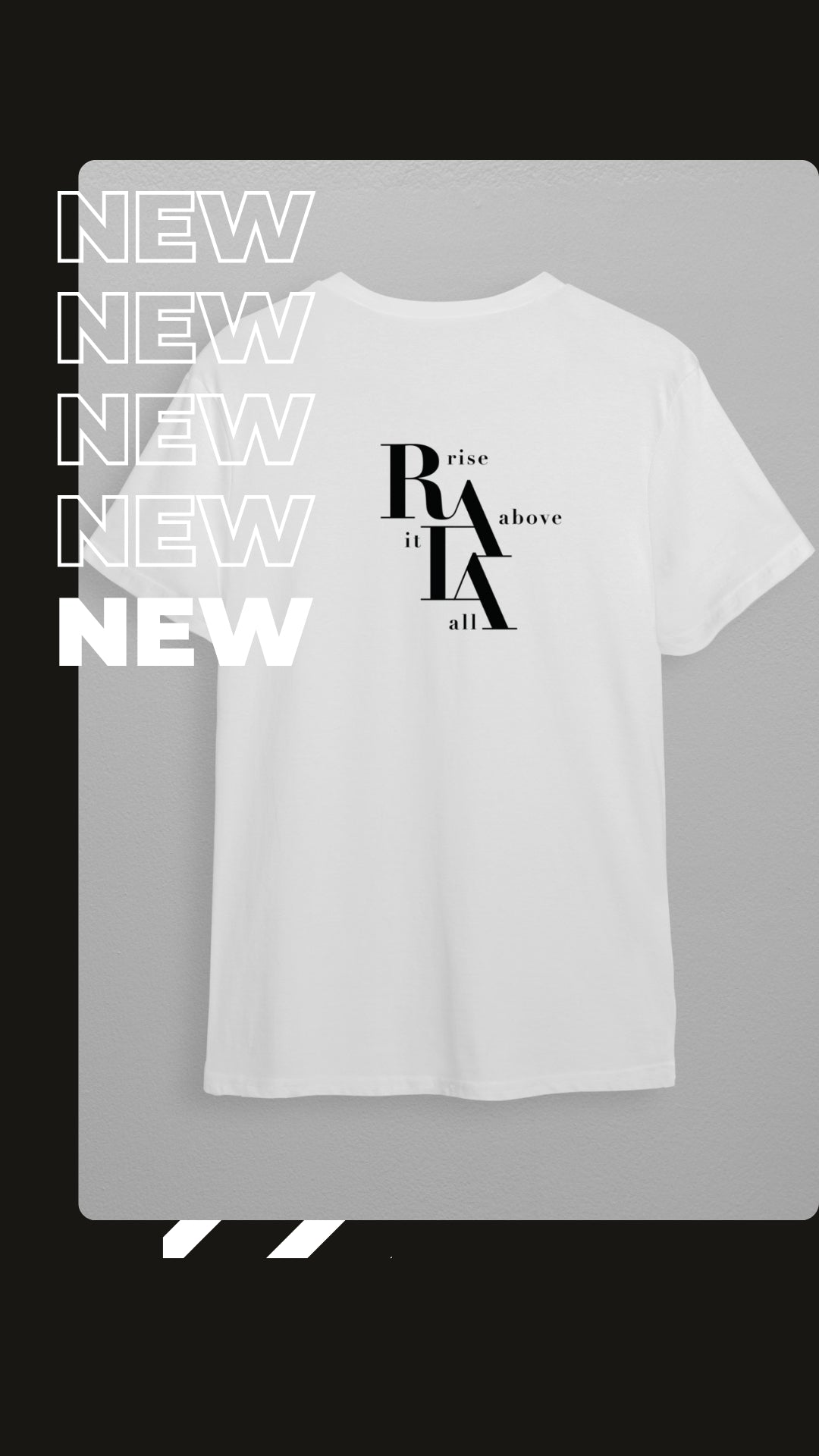 RAIA Unisex Oversized Cotton T-Shirt with "Rise Above It All" Logo -White R2