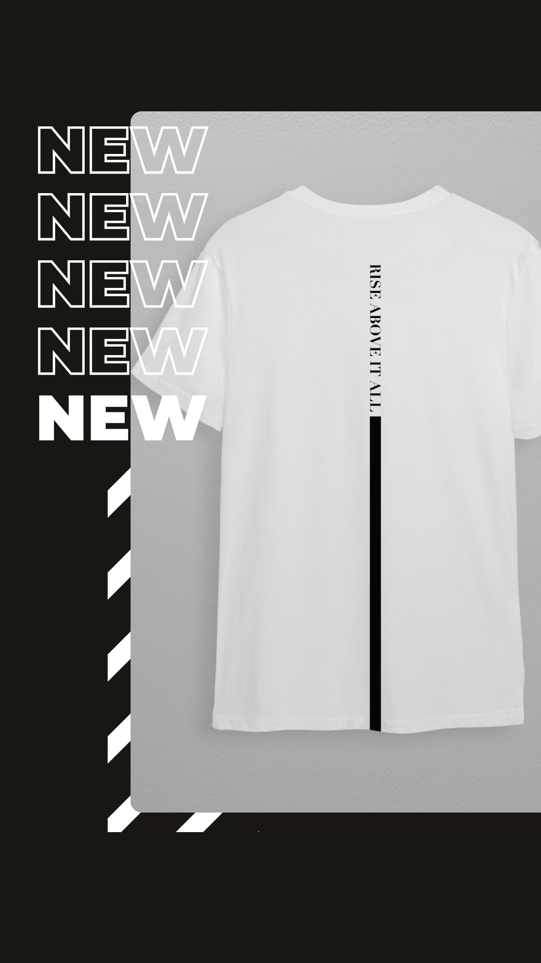 RAIA Unisex Oversized Cotton T-Shirt with "Rise Above It All" Logo -White R1