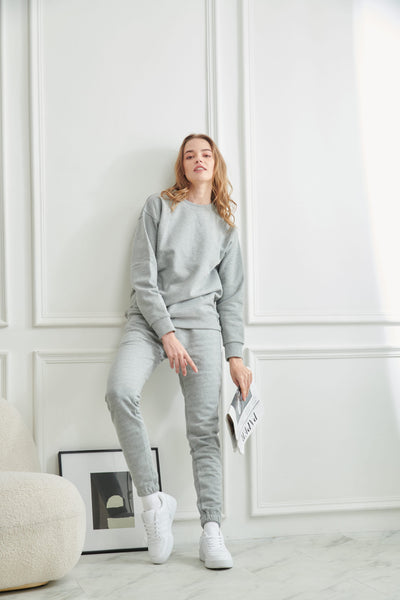 Soft Brushed Cotton French Terry Sweatpants  - Grey