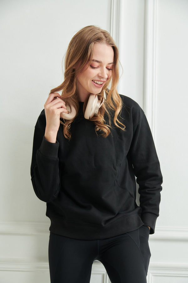 Soft Brushed Cotton Sweatshirt - Black