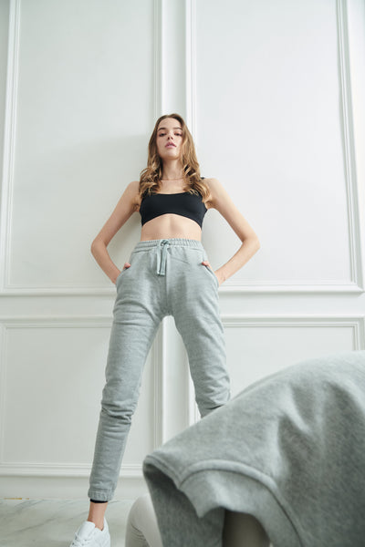 Soft Brushed Cotton French Terry Sweatpants - Black