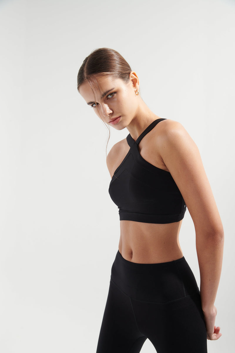 Black AirRise Convertible V neck sports bra