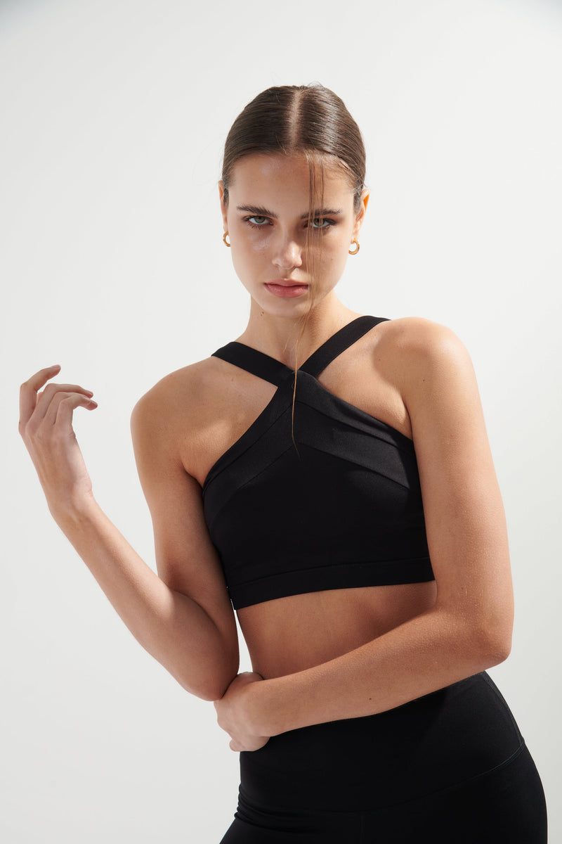 Black AirRise Convertible V neck sports bra